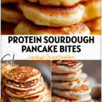 Fluffy sourdough pancake bites stacked on a plate, a Soft Food Breakfast rich in protein and healthy carbs.