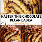 How To Make Babka: Orange Chocolate And Pecan Delight 5 Glazed Orange Chocolate And Pecan Babka loaf with visible chocolate swirls and chopped pecans on top. 26