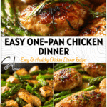 Golden chicken breast pieces with fresh asparagus spears in a skillet for an easy family dinner recipe 26