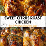 Orange Clove Roast Chicken with Honey Glaze 5 Golden roasted chicken glazed with honey and orange slices for a savory orange roasted chicken meal.