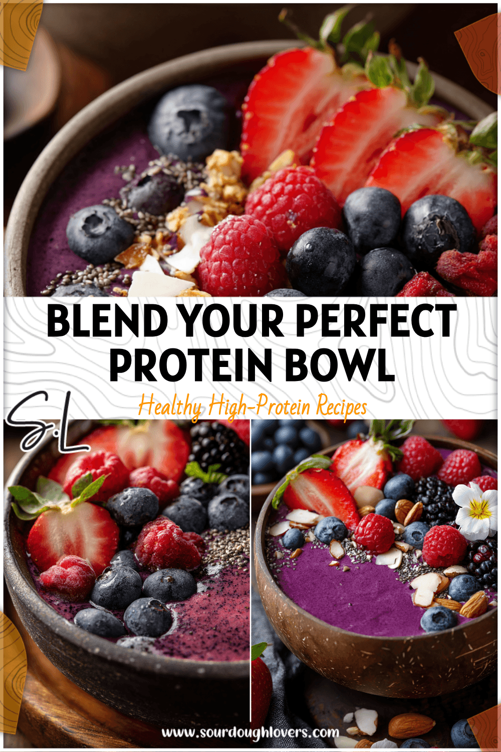 A colorful protein-packed berry smoothie bowl made with Ninja Creami featuring acai and fresh toppings.