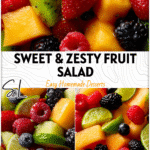 Colorful bowl of Honey Lime Fruit Salad With Berries, melon, and citrus slices in a glass dish. 2026