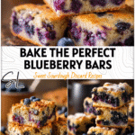 Golden Sourdough Blueberry Breakfast Bars made with sourdough starter and fresh blueberries on a rustic board 2026