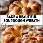 Sourdough Dinner Roll Wreath for Sweet Valentine Gatherings 5 Golden Sourdough Dinner Roll Wreath with heart-shaped rolls styled for Valentines Sourdough Ideas on a rustic table. 26
