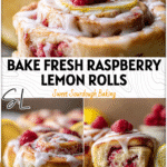 Sourdough Raspberry Lemon Rolls Recipe for a Fresh Brunch Treat 5 Close-up of sourdough raspberry lemon rolls drizzled with fresh lemon icing. 26