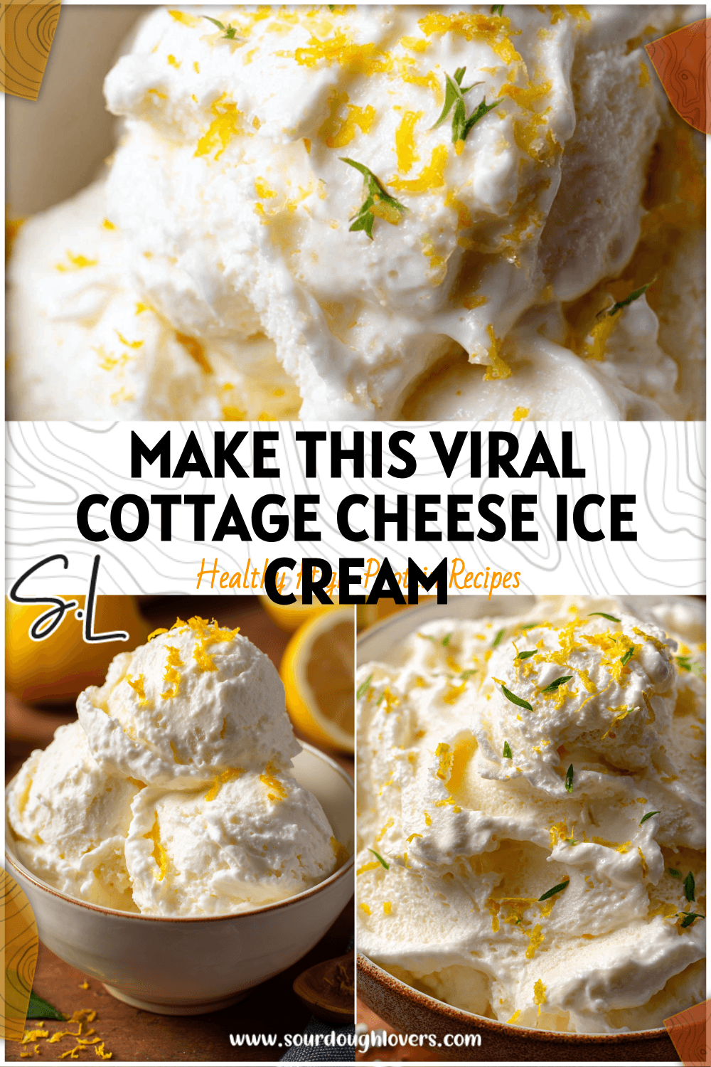 A bowl of creamy lemon cottage cheese ice cream topped with zest, showing a refreshing low cal dessert. 26