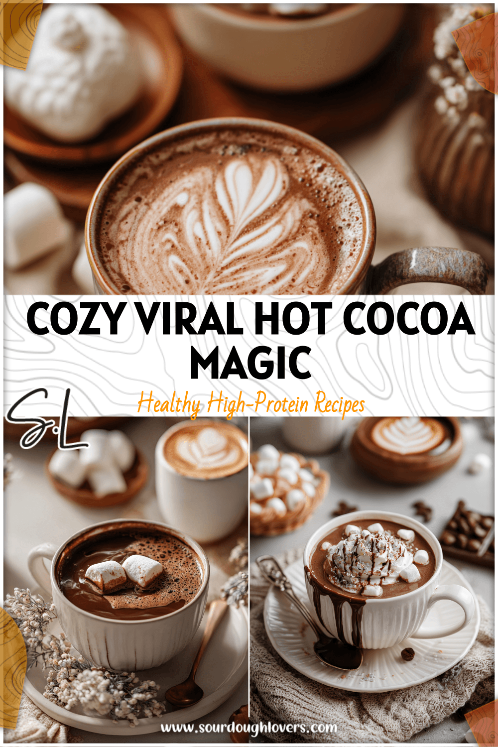 A creamy Hot Cocoa Dip beside a Cute Cup Of Hot Chocolate with latte art and a cozy aesthetic background.