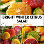 Colorful Winter Citrus & Avocado Salad with bright citrus slices and greens arranged as a Gourmet Salad.
