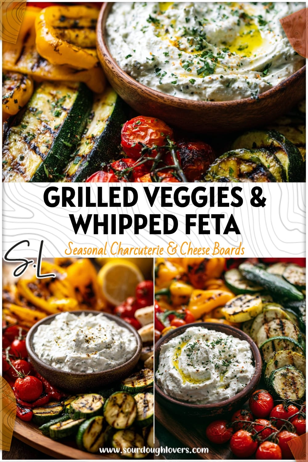 Grilled Veggie Platter with Creamy Whipped Feta Dip