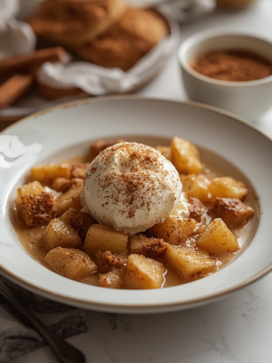 Baked Apple Cinnamon Cottage Cheese Bowl