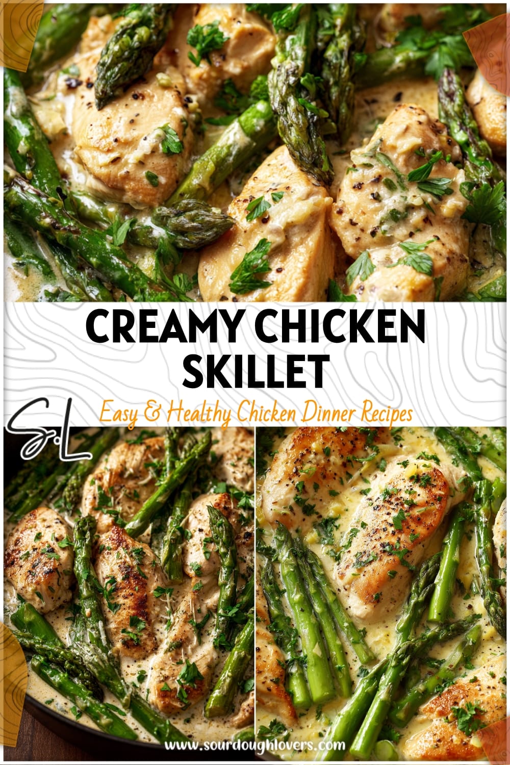 Creamy Garlic Chicken & Asparagus Skillet