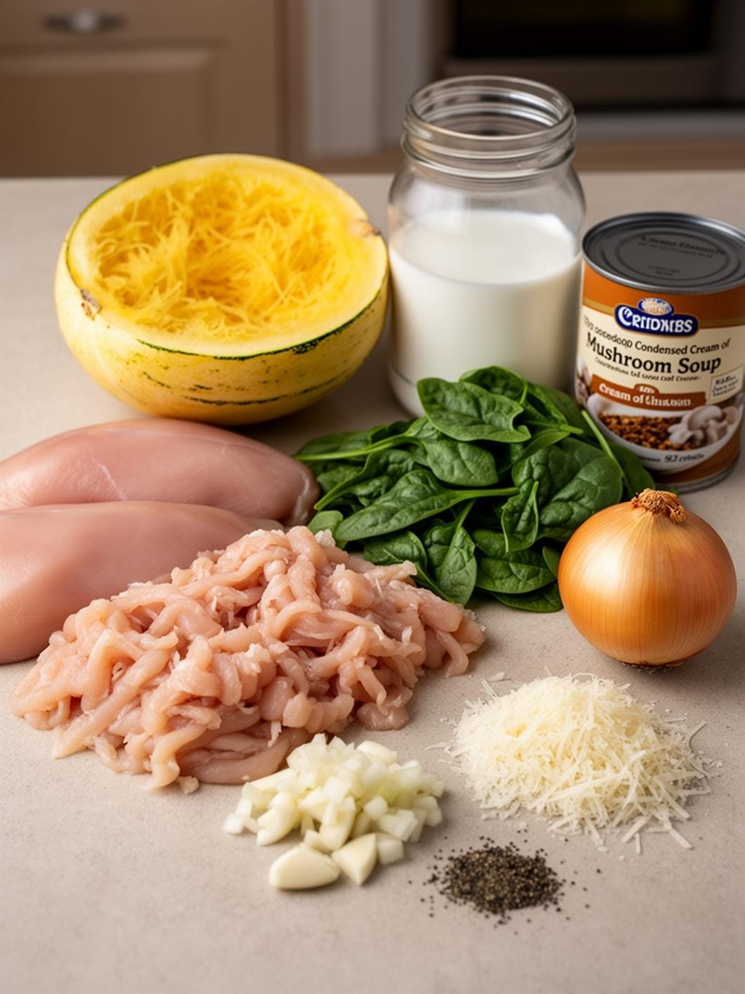 Chicken & Spinach Spaghetti Squash Bake: Healthy Dinner Idea