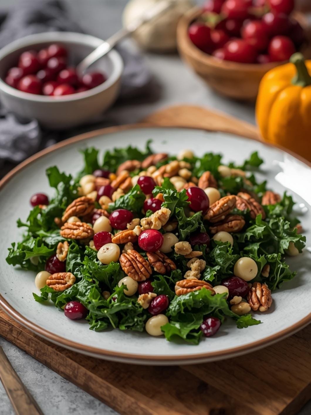 Cranberry Pecan Harvest Salad with Kale