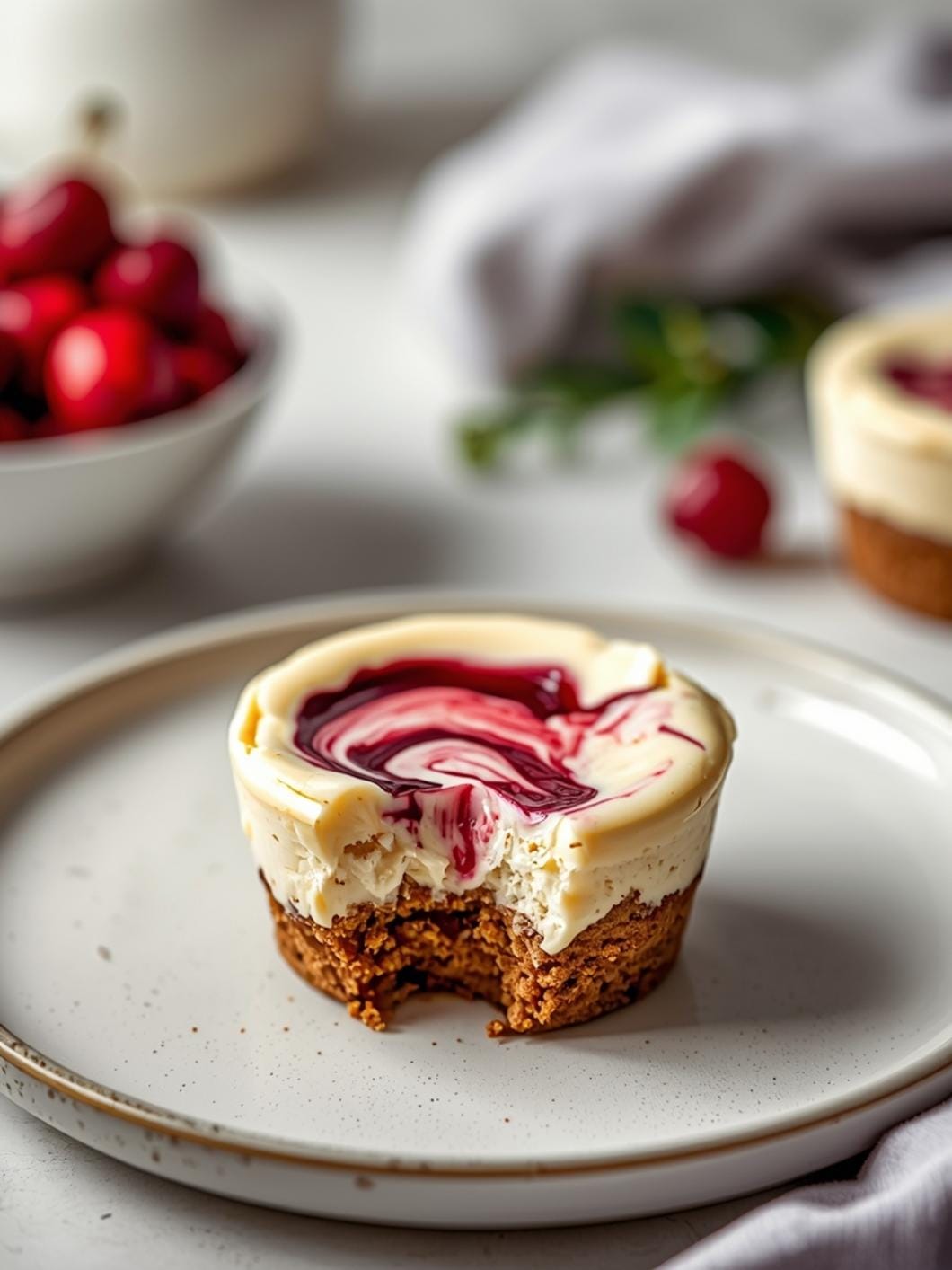 Cranberry Protein Cheesecake Cups - Easy Mini Holiday Dessert