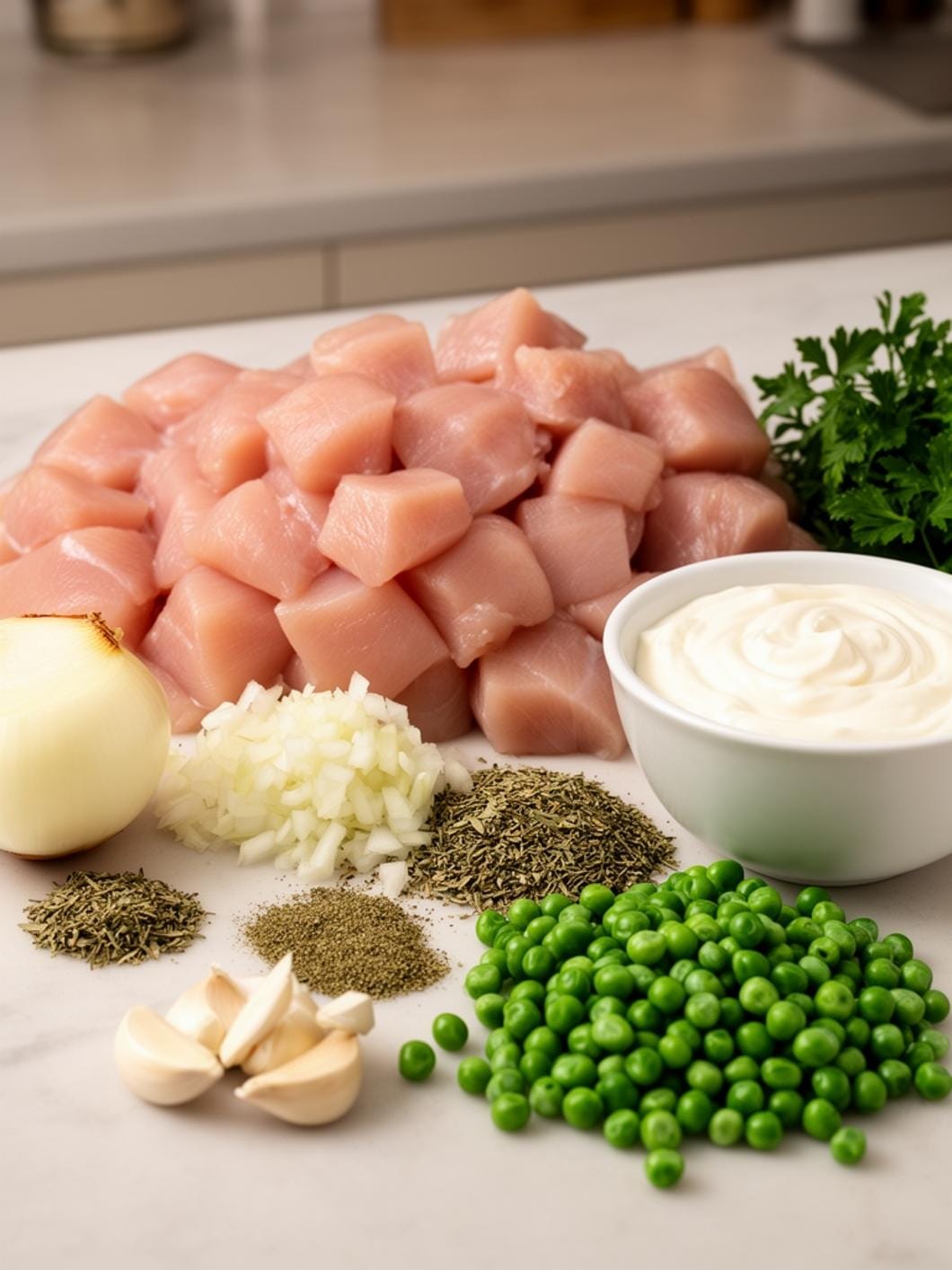 Creamy Chicken & Pea Skillet: Easy Mediterranean Dinner Idea