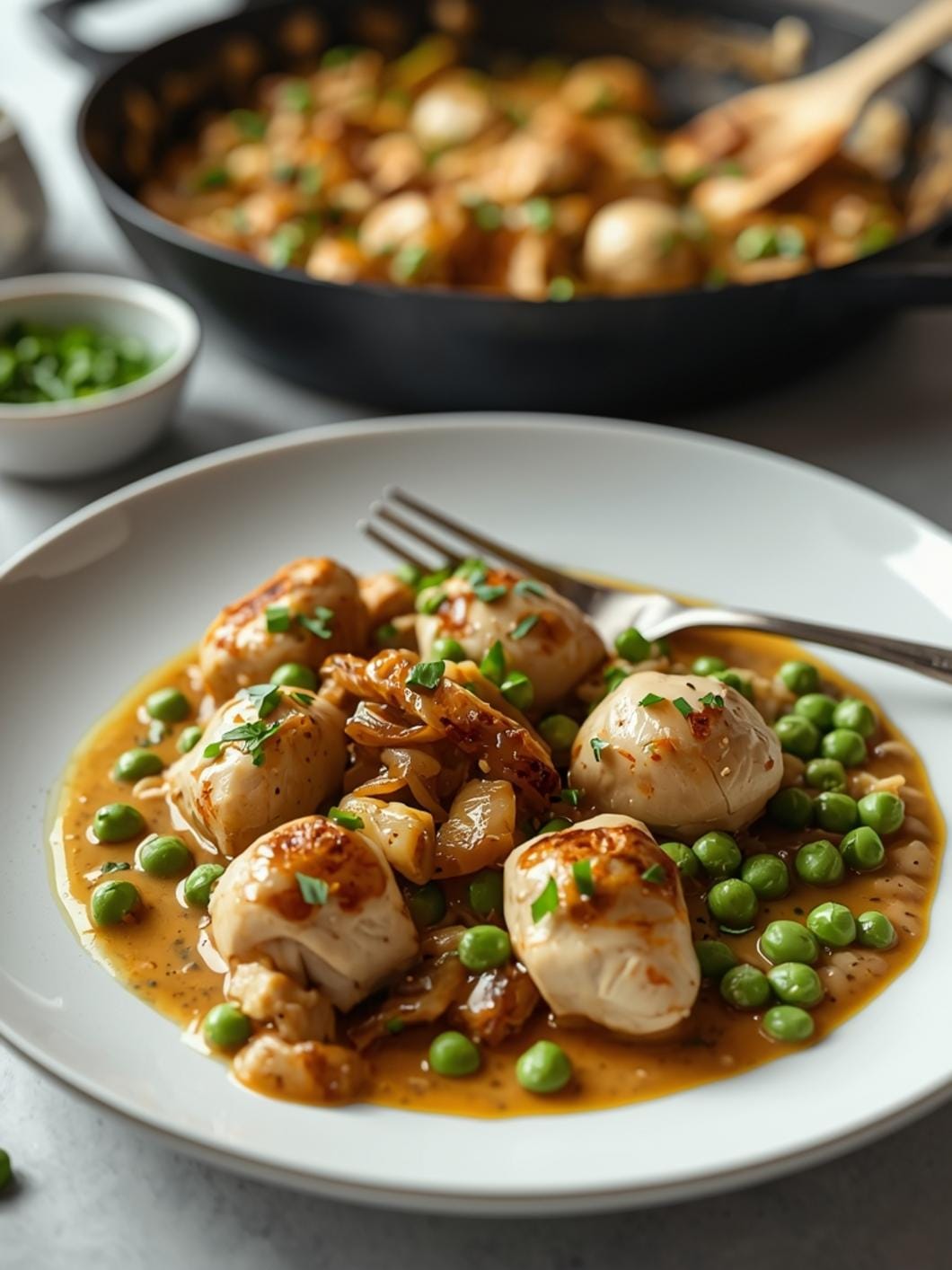 Creamy Chicken & Pea Skillet with Balsamic Onions 15 Creamy Chicken & Pea Skillet with Balsamic Onions