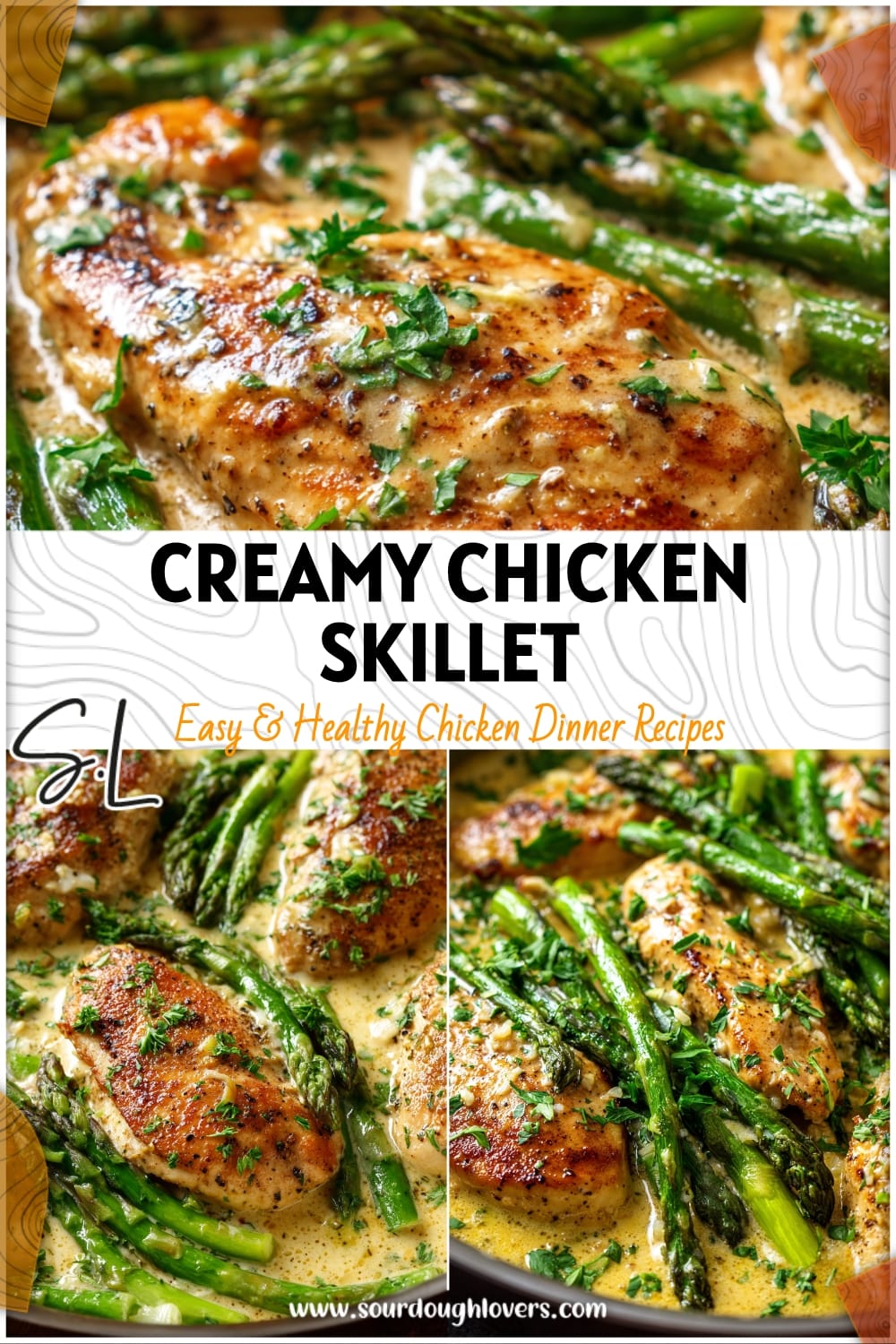 Creamy Garlic Chicken & Asparagus Skillet