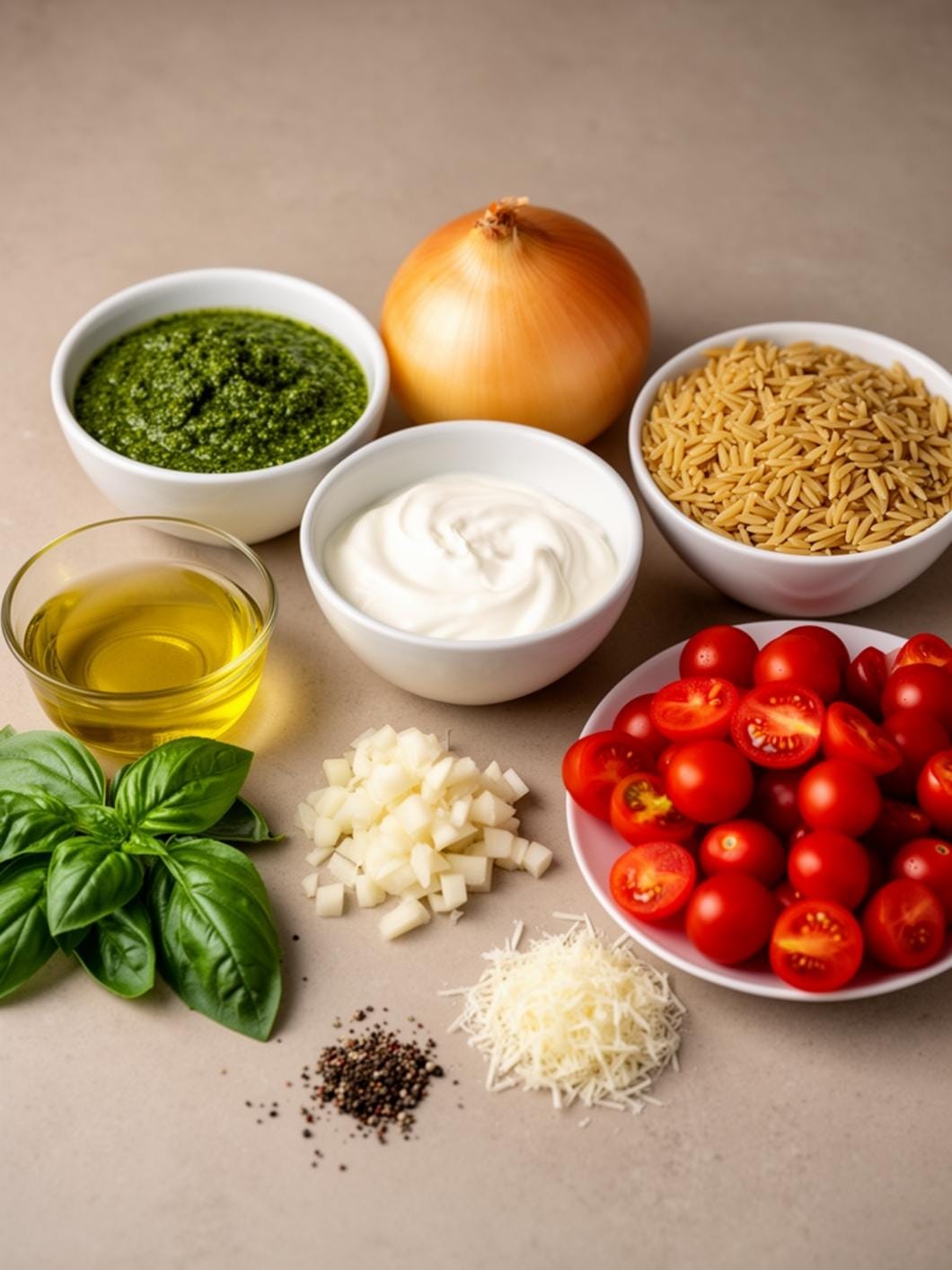 Creamy Pesto Orzo with Cherry Tomatoes: Easy & Flavorful One-Pan Meal