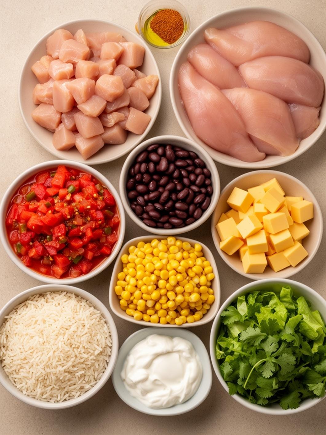 Easy 20-Minute Chicken Taco Bowls with Creamy Queso