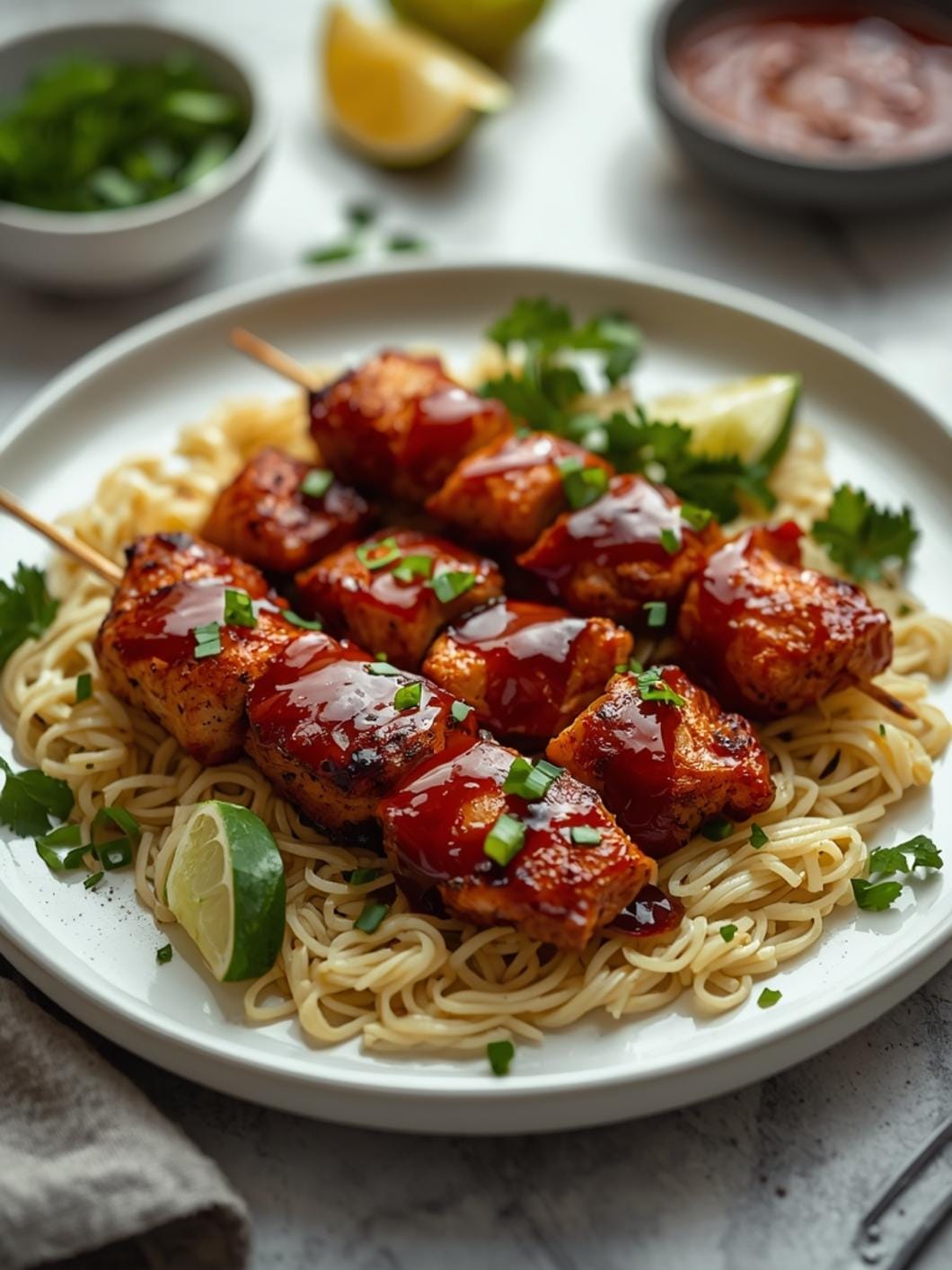 Grilled Korean BBQ Chicken Skewers with Easy Asian BBQ Sauce
