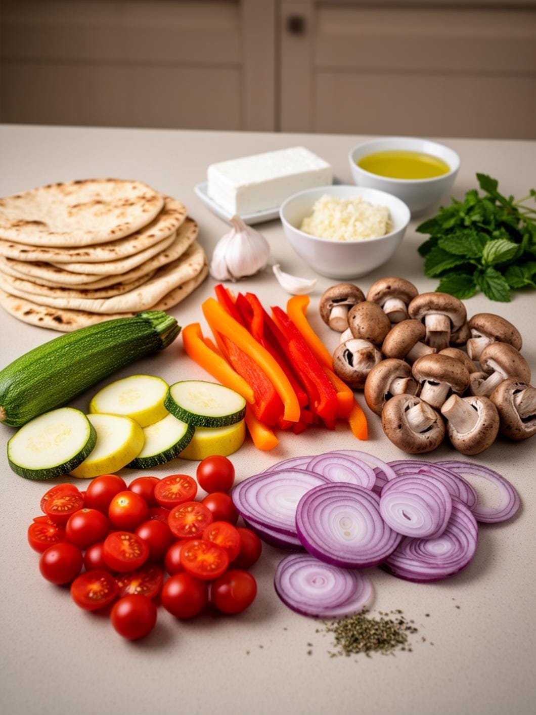 Grilled Veggie Platter with Creamy Whipped Feta Dip