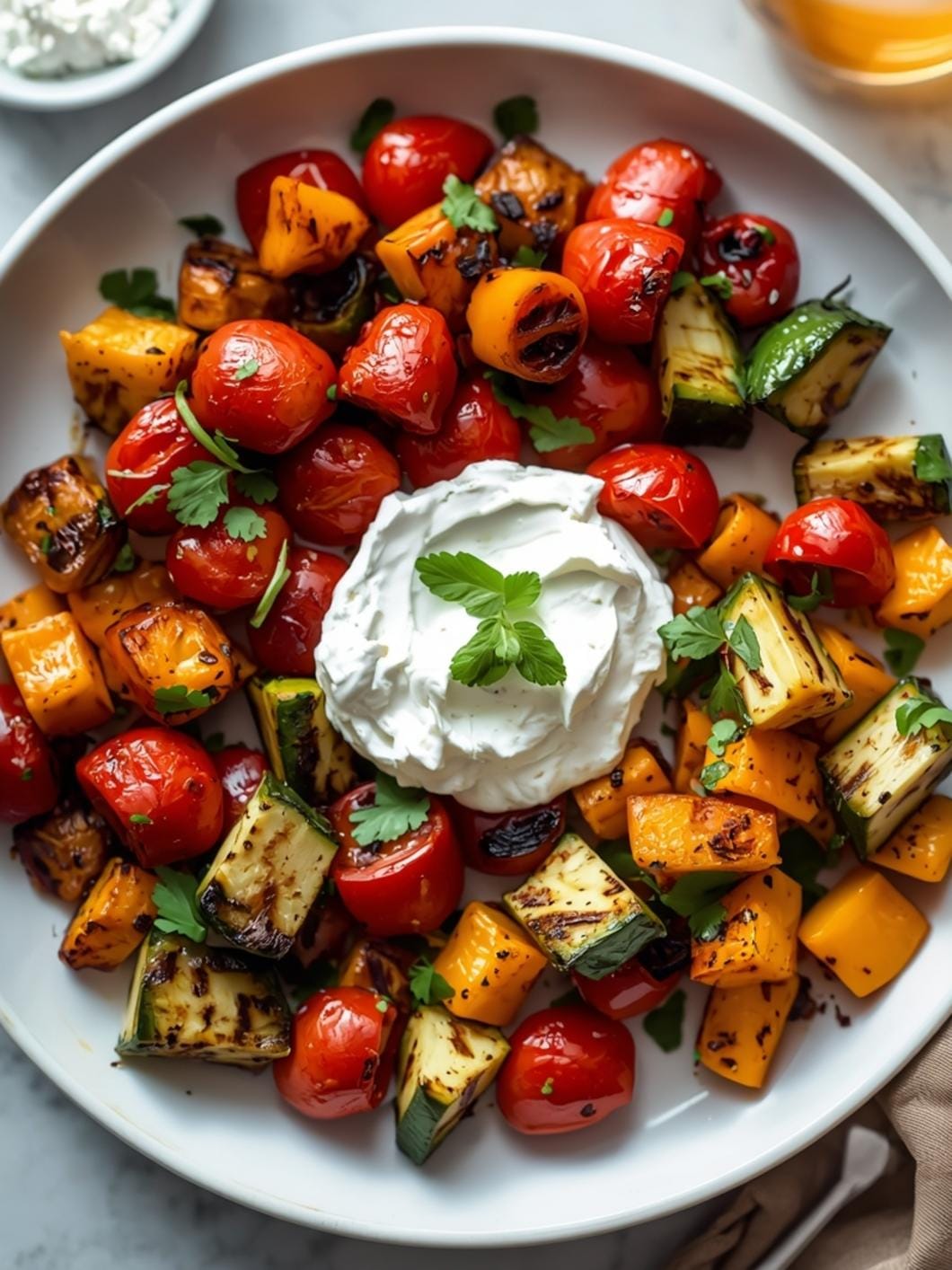 Grilled Veggie Platter with Whipped Feta