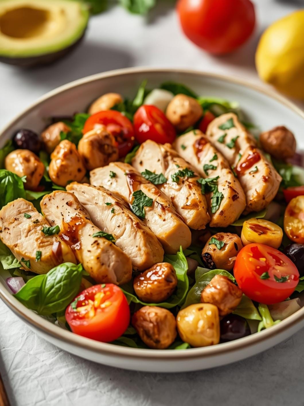 Harvest Chicken Salad with Homemade Balsamic Dressing - Healthy Family Dinner Idea