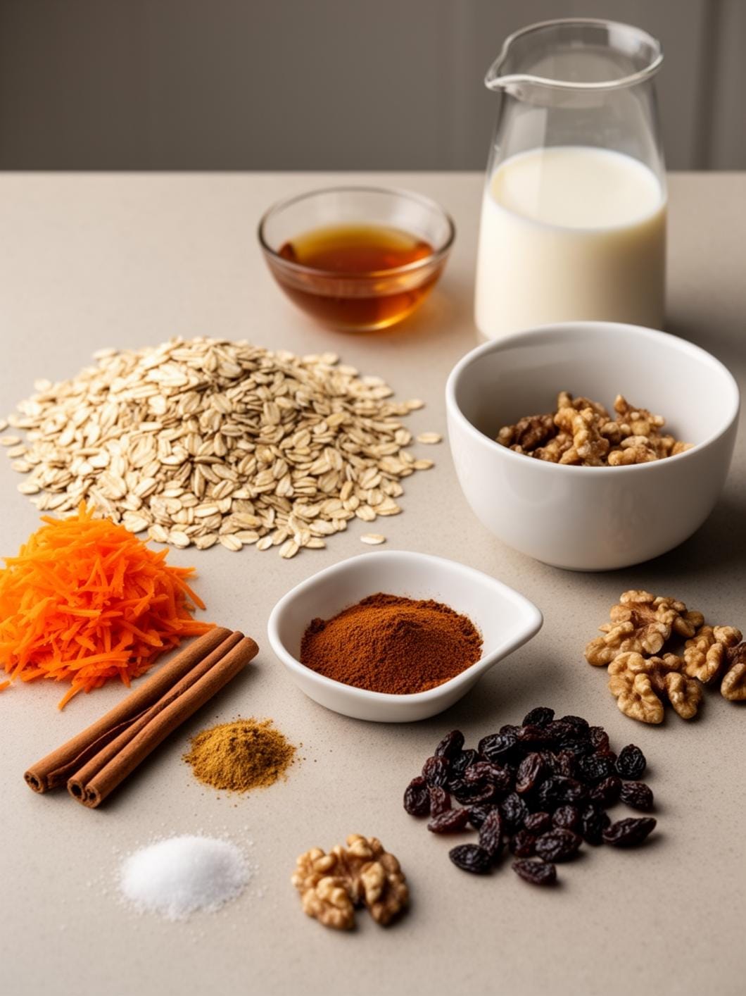 Healthy Carrot Cake Overnight Oats with Almond Milk