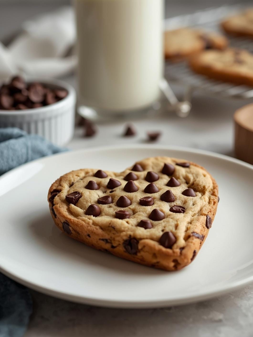Heart-Shaped Sourdough Chocolate Chip Cookies