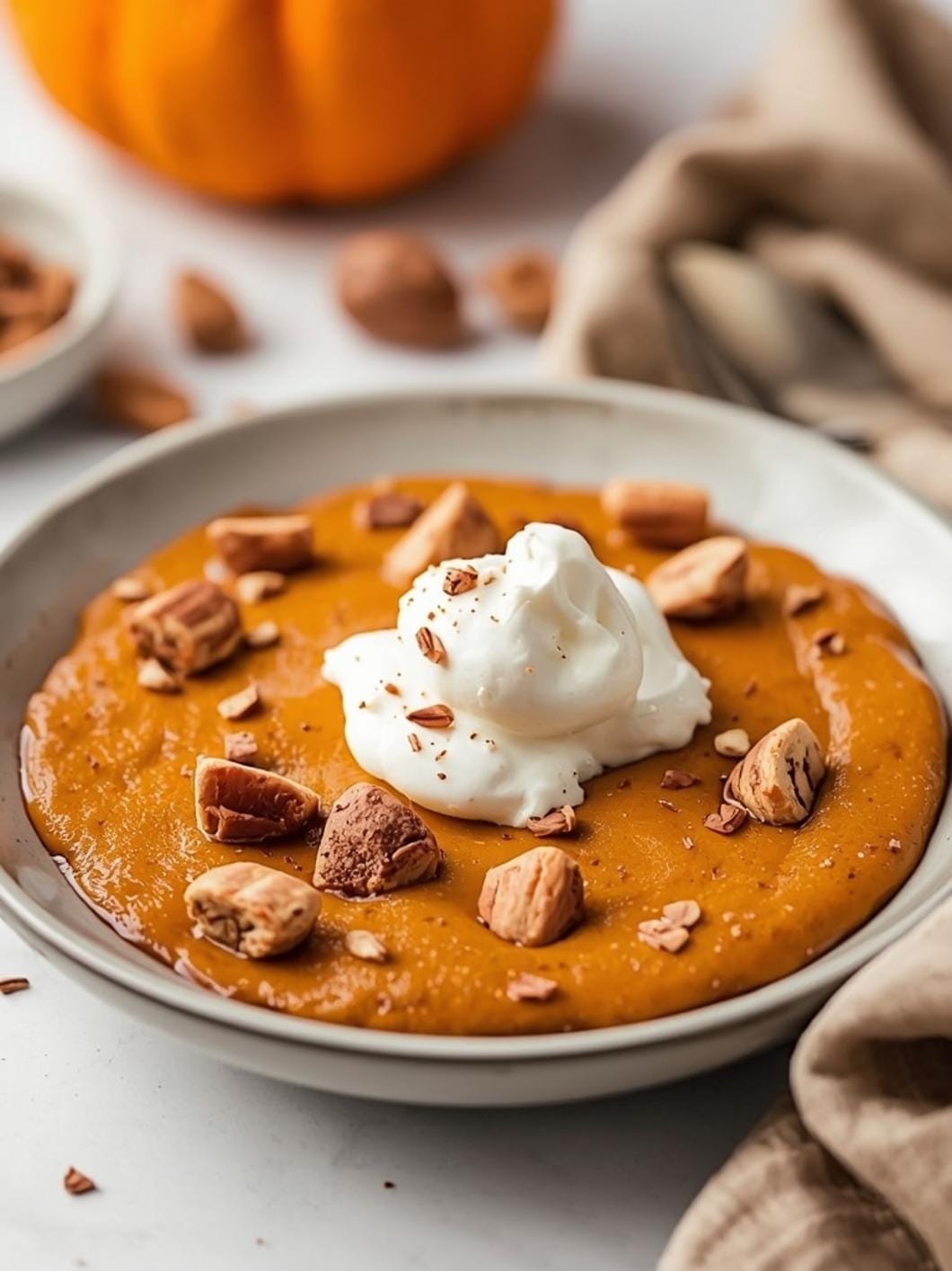 High-Protein Pumpkin Cheesecake Bowl - Healthy & Low Calorie Fall Dessert