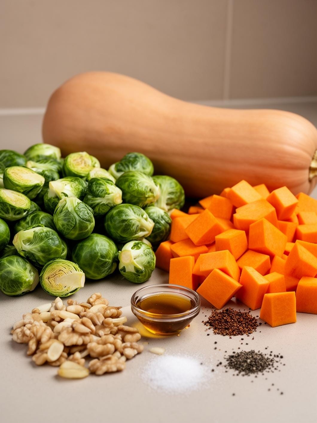 Maple Roasted Butternut Squash and Brussels Sprouts Recipe