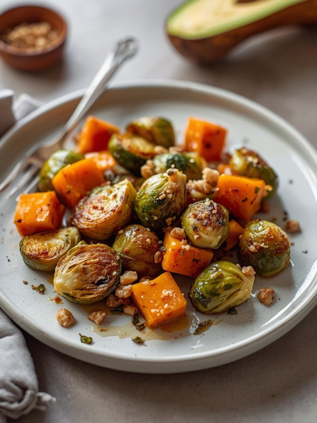 Maple Roasted Butternut Squash and Brussels Sprouts Recipe
