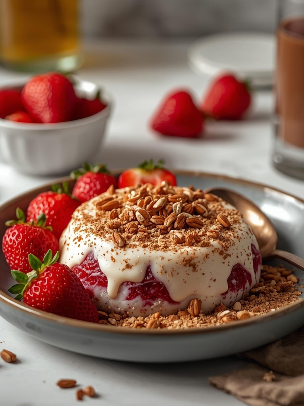 Protein Strawberry Cheesecake Bowl: Healthy Dessert or Snack 15 Protein Strawberry Cheesecake Bowl: Healthy Dessert or Snack