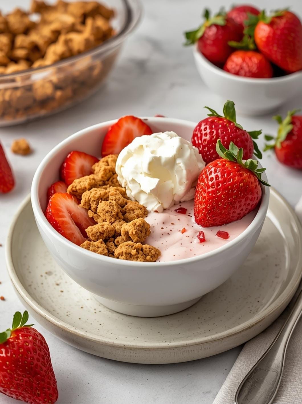 Protein Strawberry Cheesecake Bowl: Healthy Dessert & Snack Idea