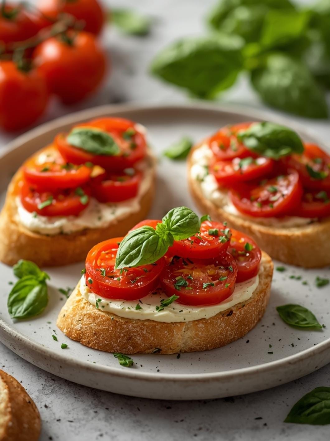 Sourdough Bruschetta with Tomato, Basil & Ricotta - Easy Italian Appetizer