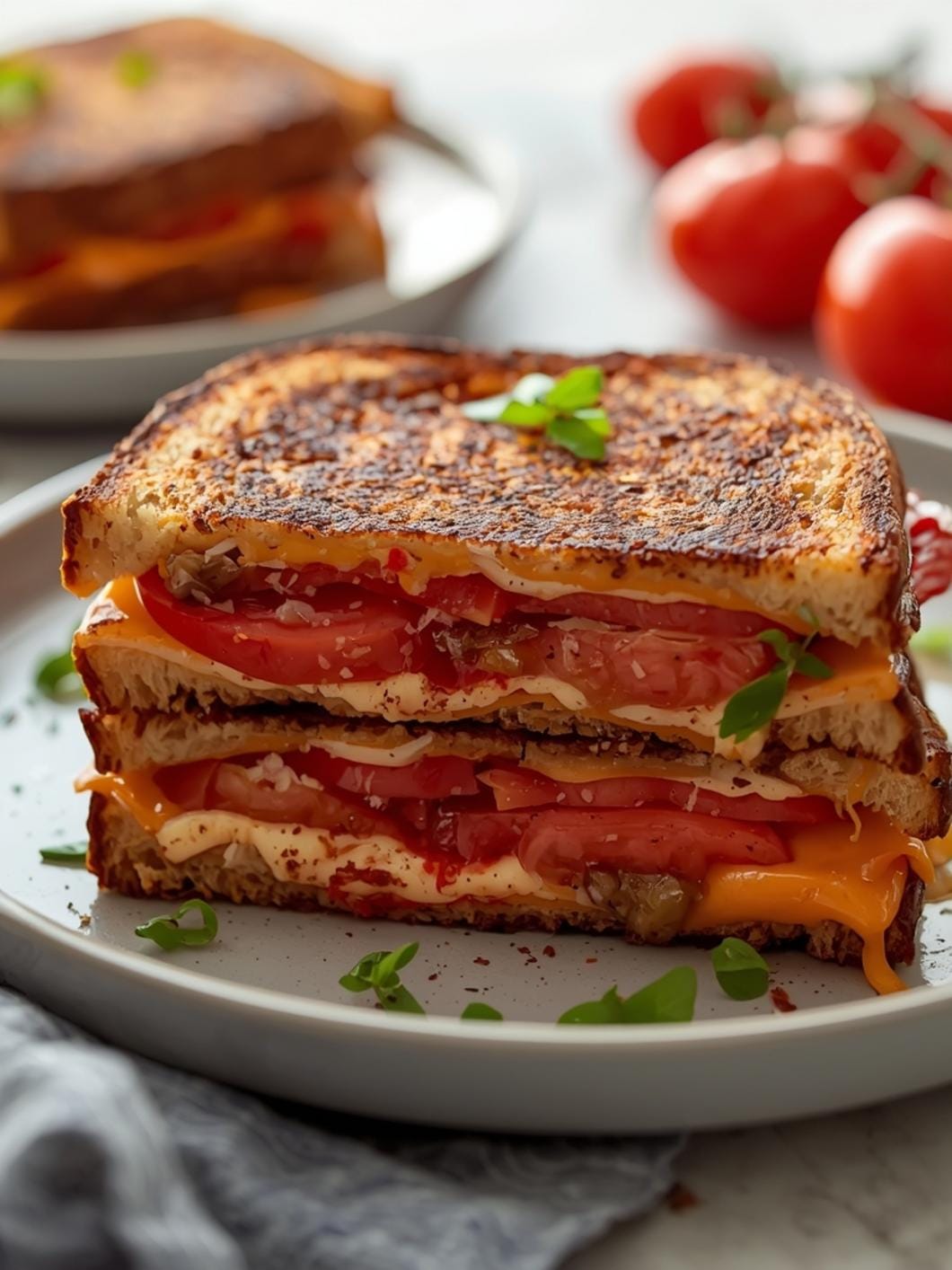Sourdough Grilled Cheese with Fresh Summer Tomatoes