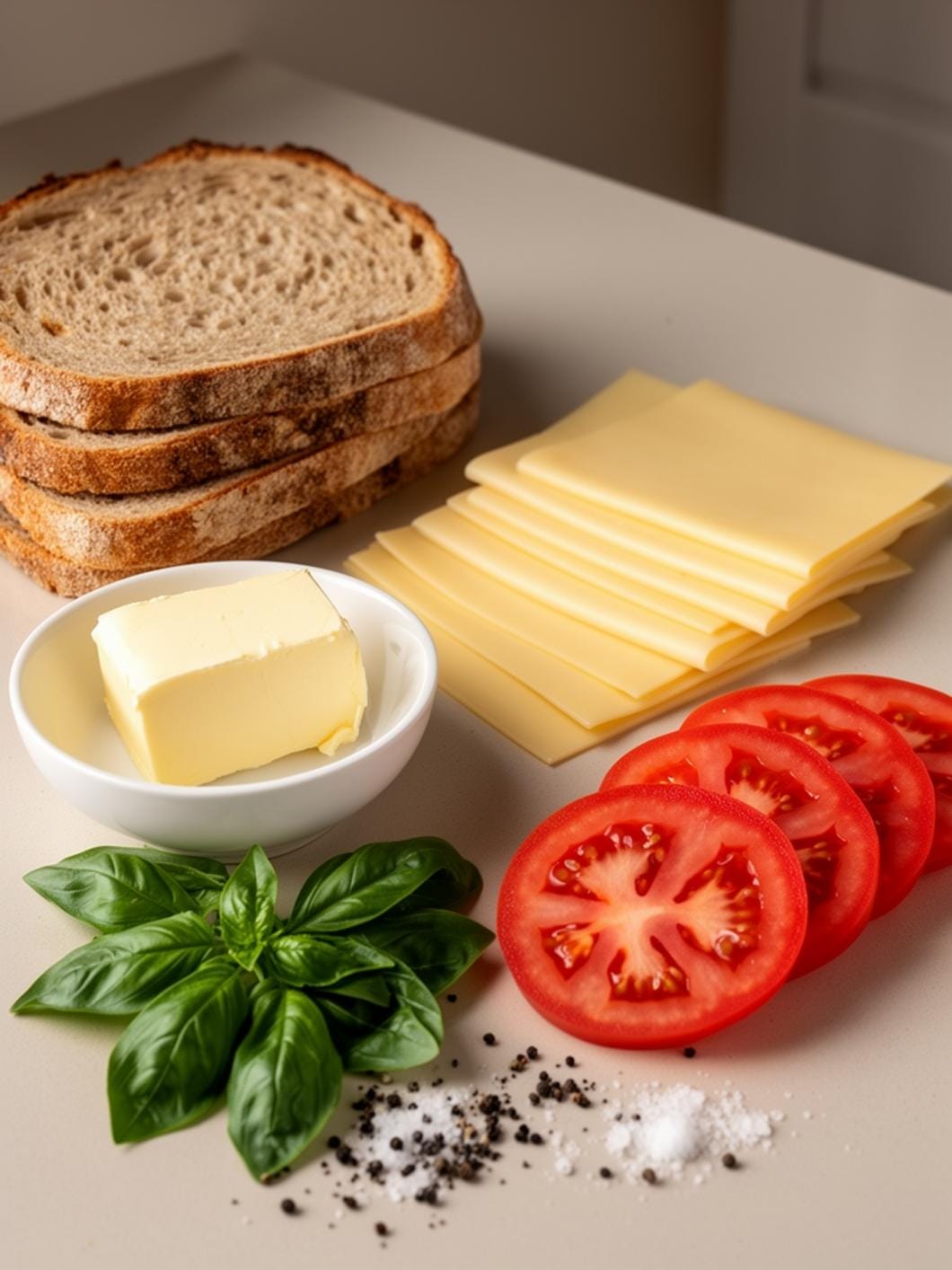 Sourdough Grilled Cheese with Tomato & Basil
