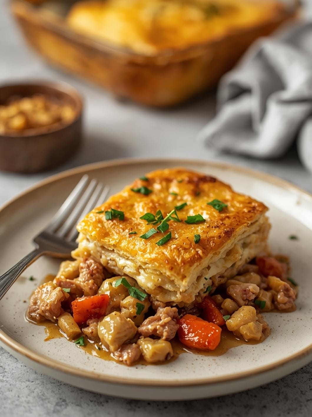 Sourdough Leftover Turkey Pot Pie with Puff Pastry