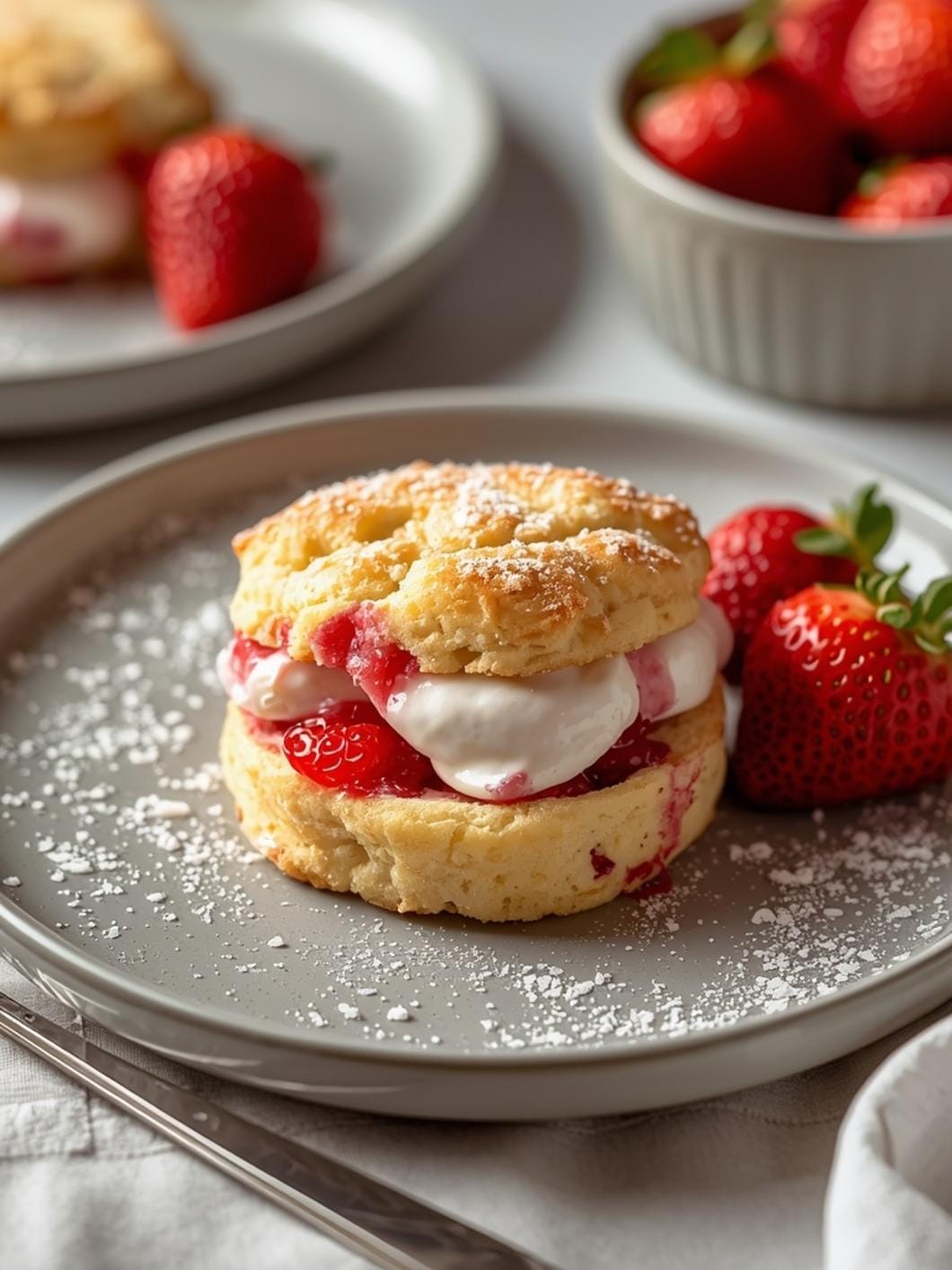 Sourdough Strawberry Shortcake Biscuits with Discard