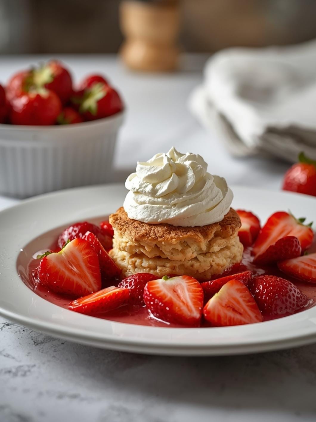 Sourdough Strawberry Shortcake Biscuits with Fresh Strawberries