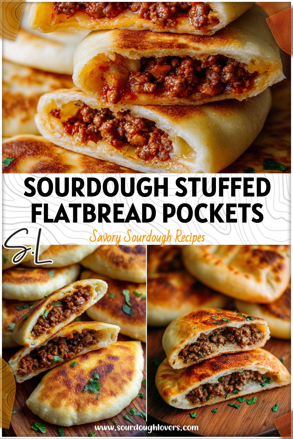 Savory Sourdough Stuffed Flatbread Pockets with Ground Beef