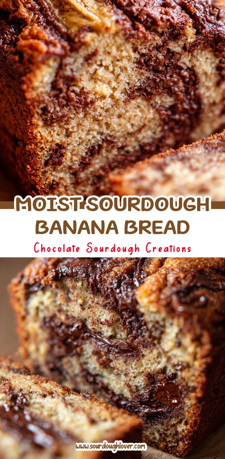 Moist Sourdough Banana Bread with Chocolate Swirl 14 Moist Sourdough Banana Bread with Chocolate Swirl