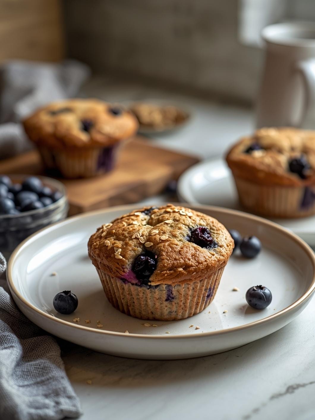 Gluten-Free Sourdough Blueberry Muffins