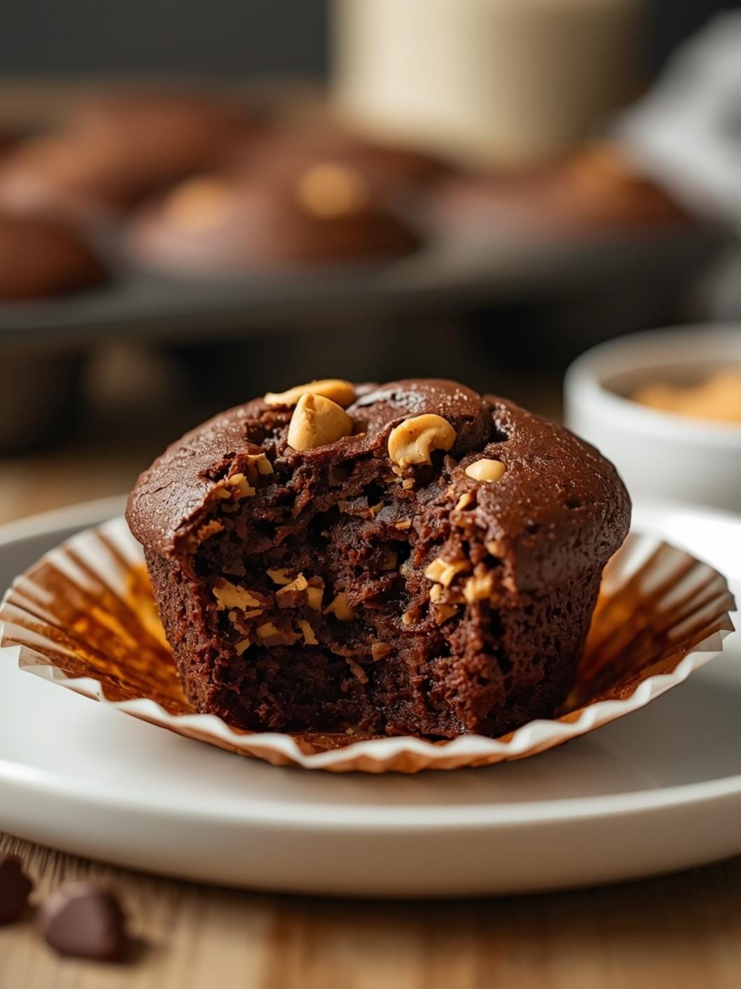 Healthy Chocolate Peanut Butter Muffins (Dairy-Free & Gluten-Free)
