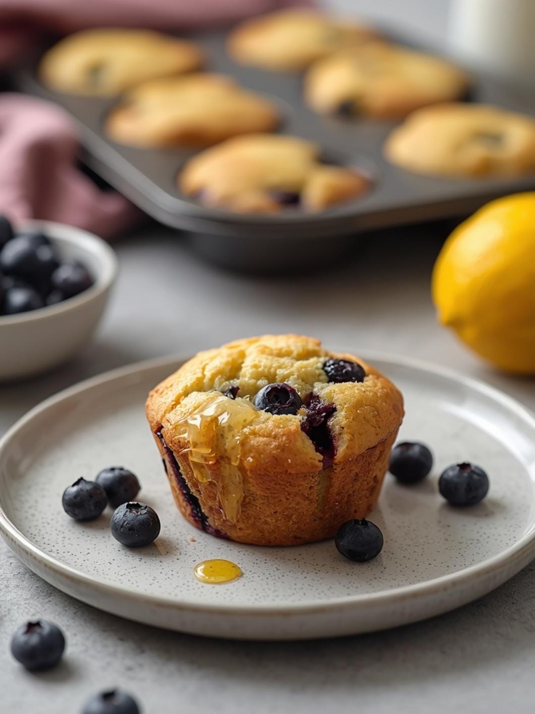 Lemon Blueberry Sourdough Discard Muffins (Outcome)