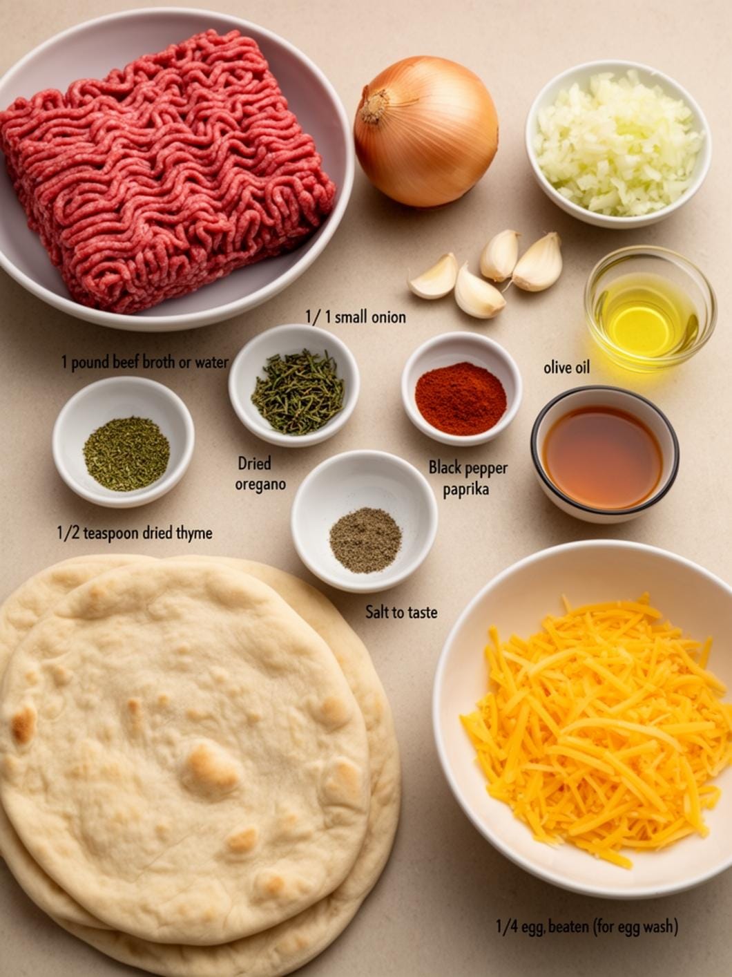 Savory Sourdough Stuffed Flatbread Pockets with Ground Beef