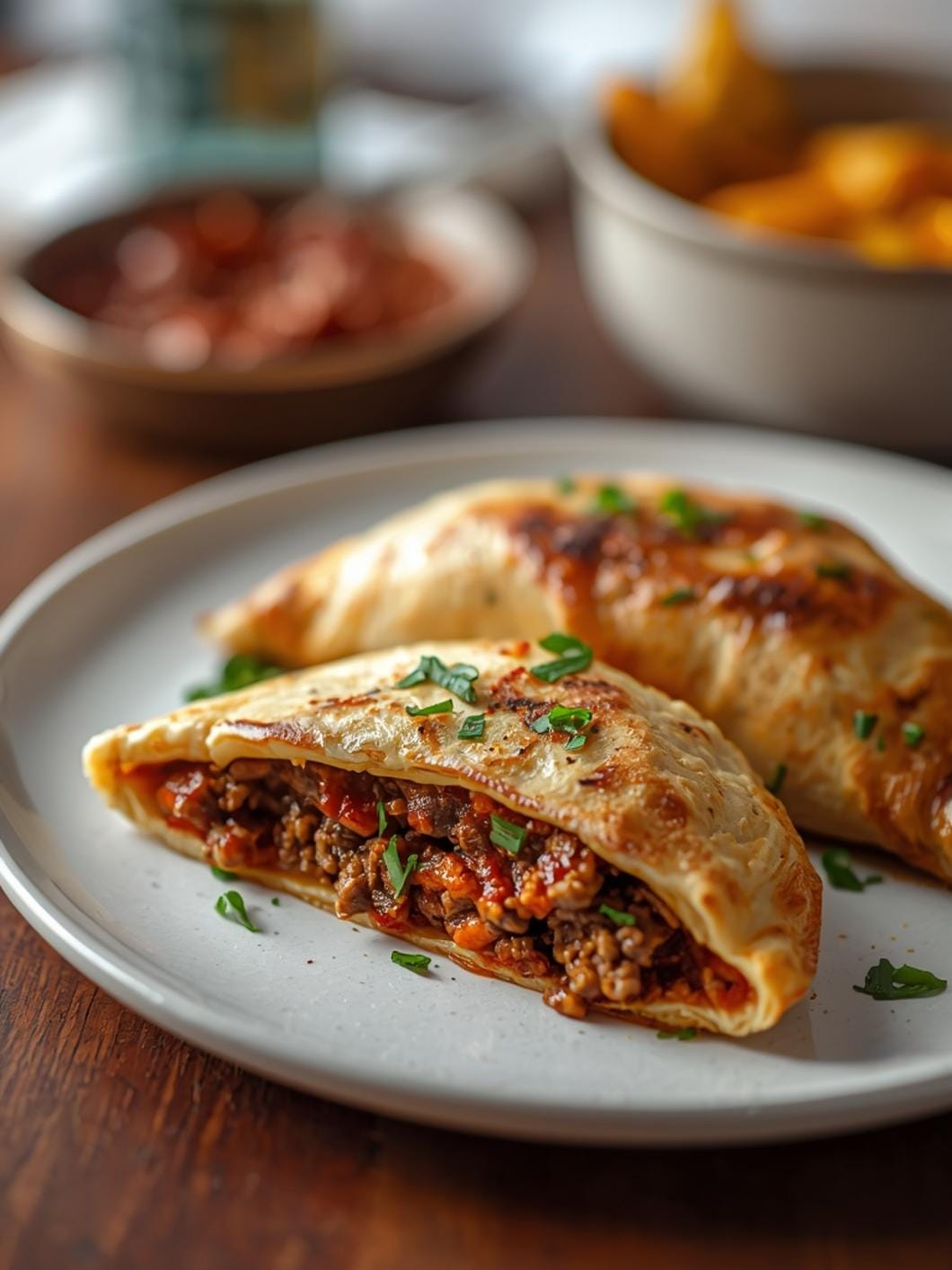 Savory Sourdough Stuffed Flatbread Pockets with Ground Beef