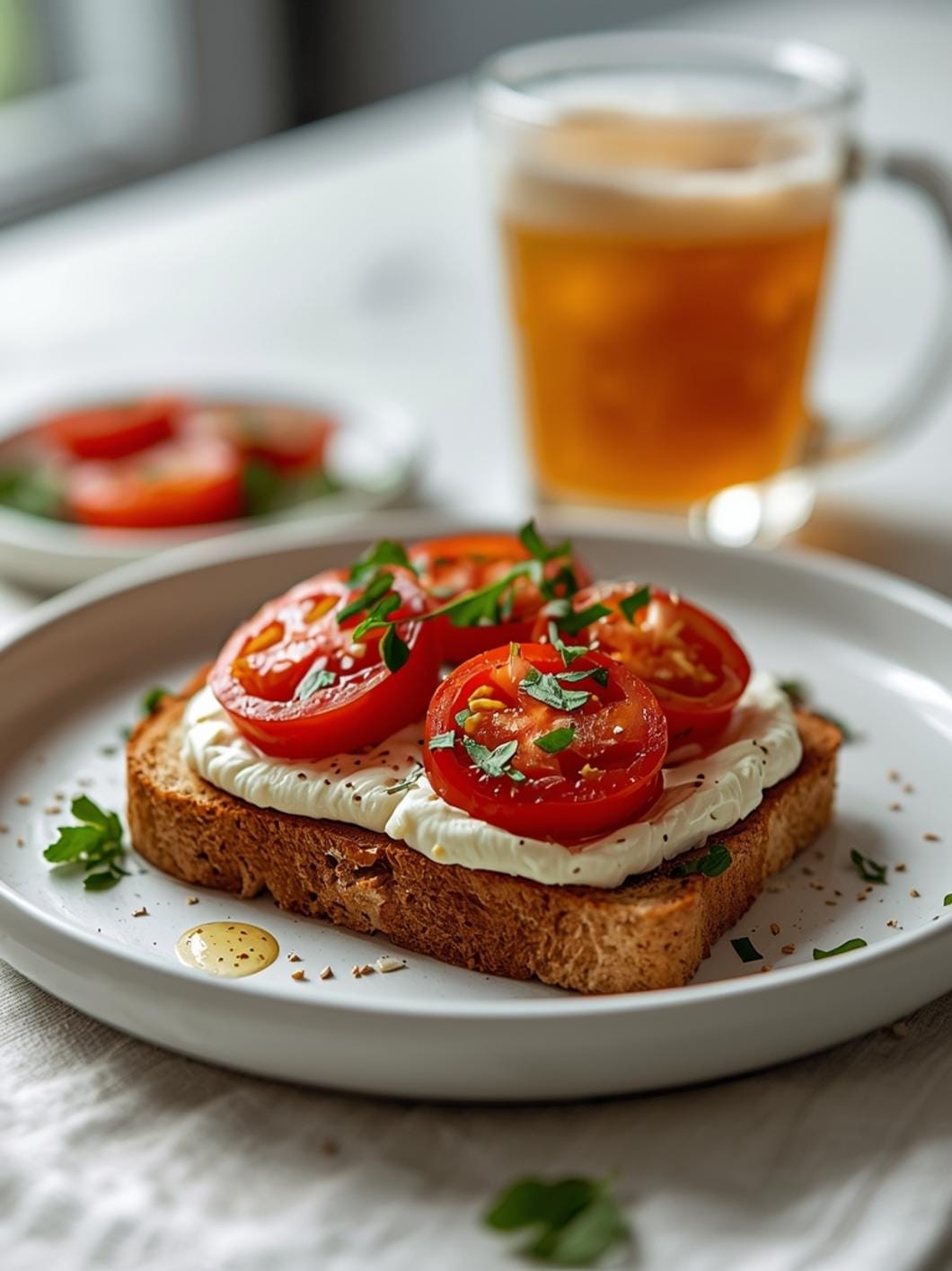 Sourdough Breakfast Toast with Ricotta & Tomatoes