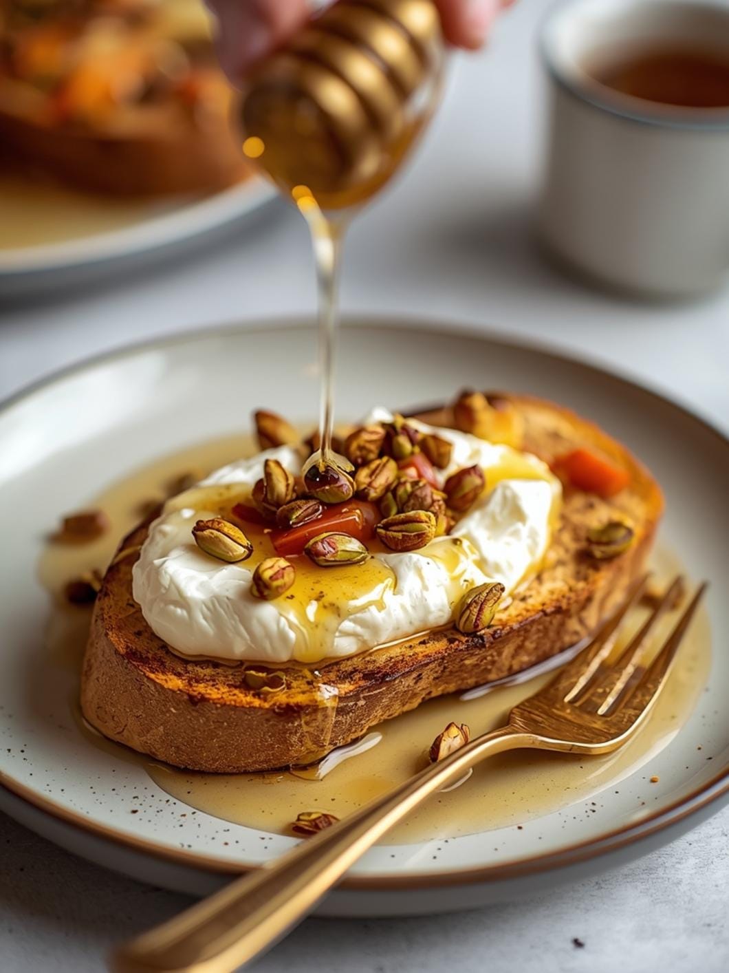Easy Burrata Toast with Honey & Pistachios for Brunch