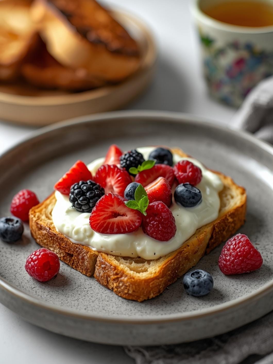 Sourdough Breakfast Toast with Yogurt & Fruit for a Quick Morning Meal